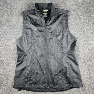 Brooks Running Vest Mens Medium Black Geometric Wind‎ Resistant Full Zip 221310